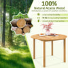 4-Person Large Round Dining Table Outdoor Acacia Wood Patio Bistro Table