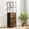 Industrial Rustic Wood Storage Cabinet with Shelves & Fabric Drawers Metal Legs