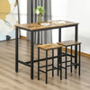 3-Piece Industrial Bar Table Set, Breakfast Table with 2 Stools Rustic Brown