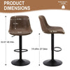 Ralex-chair Bar Stools, PU Leather Counter Height Barstools with Back, Brown