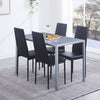 Grey Tempered Glass Dining Table & 4pcs Black Faux Leather Dining Chairs Set