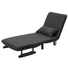 Dark Grey Folding Single Sofa Bed Chair Fabric Recliner Lounge Sleeper Sofabed