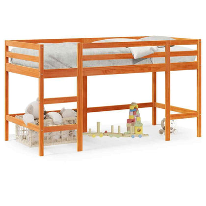 ' Loft Bed with Ladder Wax Brown 80x200 Solid Wood Pine Q6C9