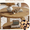 Solid Wood Round Coffee Table, 2-Tier Farmhouse Circle Center Accent Table,Brown
