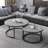 Round Nesting Coffee Table Set of 2 Solid Marble Grey Side End Desk Accent Table