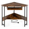 Corner Desk Triangle Laptop Workstation with USB Ports for Home Office