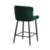 2 pcs Faux Leather / Velvet Bar Stools Diamond Design Soft Upholstered Seat Back