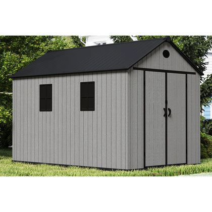 8x12FT Outdoor Garden Storage shed Gabled Plastic Tool Shed with Foundation Lock