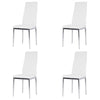 Set of 4 Modern Kitchen Dining Chairs White Faux Leather High Back Chrome Legs