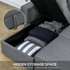 3 Seater Corner Sofa Bed w/ Storage Reversible Chaise for Living Room Dark Grey