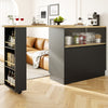 Kitchen Island Storage Cabinet w/ Extendable 360° Swivel Dining Table Bar Table