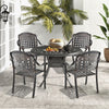 Set of 2 Cast Aluminum Patio Chairs Stackable Outdoor Dining Chairs with Armrest
