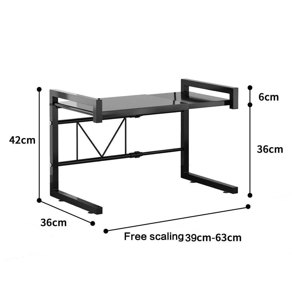 2/3Tier Extendable Microwave Oven Rack Stand Storage Holder Kitchen Corner Shelf