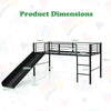 96CM Kids Low Loft Bed Frame Single Size Steel Bed Mid Sleeper w/Ladder & Slide