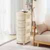 Mobile Narrow Storage Cabinet on Wheels w/Handle-White