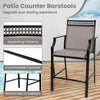 2 PCS Outdoor Patio Chair Fabric Bar Stool Metal Frame Counter Height Chairs