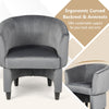 Upholstered Velvet Barrel Chair and Ottoman Set Modern Accent Armchair