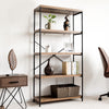 5-Tier Bookshelf Industrial Wood Bookcase Freestanding Display Rack Organizer