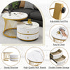 Round Nesting Coffee Table, Set of 2 End Tables with 2 Drawers for Living Room