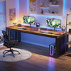 180 cm Extra Long Computer Desk, 2 Person Office Desk w/ Heavy Duty Metal Frame
