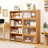 140cm Bamboo Bookshelf with See-through Acrylic Doors-Natural