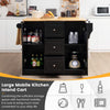 Rolling Kitchen Island Cart Utility Trolley Cart Kitchen Countersw/Hidden Wheels