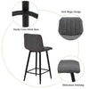Grey Bar Stools X2 Faux Leather Pub Chairs With Footrest Kitchen Furniture