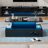 Lift Top LED Coffee Table with Storage Drawer Wooden Living Room Furniture Black