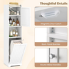 Bathroom Tall Cabinet Slim Storage Unit Tilt Out Laundry Hamper Floor White