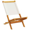 Folding Garden Chairs 4 pcs White Fabric and Solid Wood G8P9