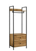 Industrial Open Wardrobe Clothes Rail Storage Unit Hanging Rack 2 Drawers Oak