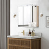 LED Bathroom Cabinet Mirror Wall Mounted 3 Doors Storage Cupboard Glass Shelf