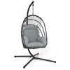 Folding Swing Egg Chair Hanging Chair Swing Basket Chair w/ Stand Cushion Pillow