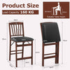 Set of 2 Folding Kitchen Island Stool with Padded Seat-Brown