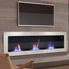 Bio Ethanol Fireplace Biofire Fire 1400 x 400mm /GLASS Inset/Wall Mounted Silver