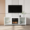 TV Stand Electric Fireplace Modern with 12 LED Flame Effects & Storage Cabinet