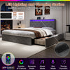 Upholstered Bed Frame Double Bed with Drawers Storage Headboard LED Lights Grey