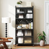 Buffet Cabinet 6-Tier Kitchen Pantry Cabinet with Pegboard-Black