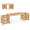 Patio Wooden Bench with Planter Outdoor Conversation Bench Set