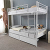 Twin Bunk Bed Frame 3Ft Single Loft Sleeper with Two Storage Drawer Ladder White