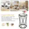 Glass Coffee Table Hexagonal Metal Frame Sofa Side Table Modern Narrow End Table