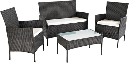 4 Piece Rattan Outdoor Furniture Sofa Table Chair Set Garden Patio Conservatory