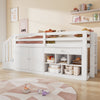 3FT Kids Single Bed Frame Mid Sleeper Bed with Stairs, Storage Cabinet and Desk