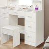 White Dressing VanityTable Wood Makeup Desk with LED Mirror 5 Drawers Stool