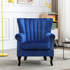 Upholstered Retro Velvet Wing Back Chair Chesterfield Queen Anne Sofa Rivets Arm