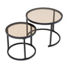 2PCS Round Metal Glass Coffee Table Nesting Sofa Side End Tables Accent Tables