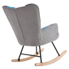 Single Rocking Chair Upholstered Linen Fabric Leisure Armchair with Wooden Legs