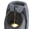 Solar Water Feature Fountain with LED Lights Cascading Stone Garden Outdoor Grey