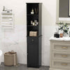 Freestanding Bathroom Storage Cabinet with 3 Open Shelves & Door Cabinet Black