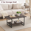 2-Tier Large Wood Coffee Table with Storage Shelf Living Room Furniture